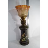 BARGEWARE OIL LAMP, HEIGHT INCLUDING CHIMNEY APPROX 68CM