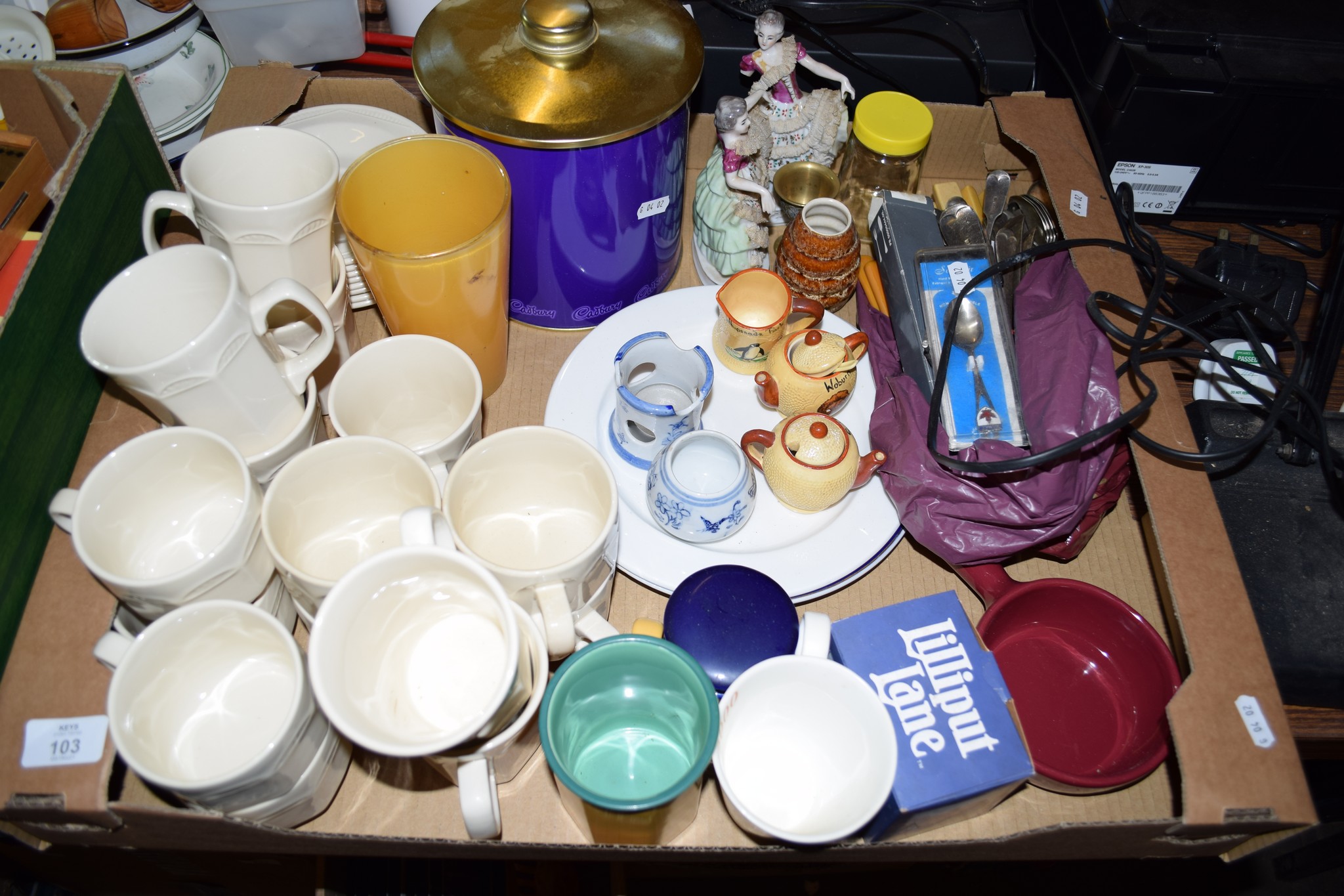 BOX CONTAINING STEELITE COFFEE CUPS AND OTHER HOUSEHOLD EFFECTS