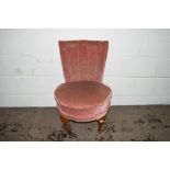 MID 20TH CENTURY UPHOLSTERED BEDROOM CHAIR, HEIGHT APPROX 79CM