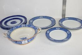 QUANTITY OF BLUE AND WHITE PLATES ETC
