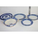 QUANTITY OF BLUE AND WHITE PLATES ETC