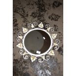 DECORATIVE WROUGHT IRON CIRCULAR MIRROR, DIAM 43CM MAX