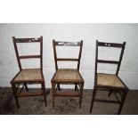 SET OF THREE CANE SEATED CHAIRS, HEIGHT APPROX 85CM