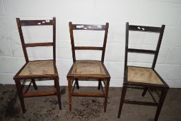 SET OF THREE CANE SEATED CHAIRS, HEIGHT APPROX 85CM