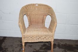 CANE TUB TYPE CONSERVATORY CHAIR, WIDTH APPROX 58CM MAX