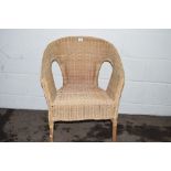 CANE TUB TYPE CONSERVATORY CHAIR, WIDTH APPROX 58CM MAX