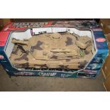 BOXED MILITARY PLAY SET, PLASTIC MOULDED REMOTE CONTROL TANK TOY