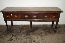 GOOD QUALITY 18TH/19TH CENTURY OAK SIDEBOARD, APPROX 181CM