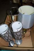 BOX CONTAINING TABLE LAMPS ETC