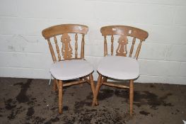 PAIR OF PINE KITCHEN CHAIRS, EACH HEIGHT APPROX 85CM