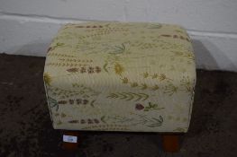 SMALL UPHOLSTERED FOOT STOOL, LENGTH APPROX 38CM