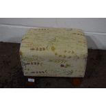 SMALL UPHOLSTERED FOOT STOOL, LENGTH APPROX 38CM