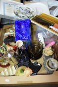 BOX: VARIOUS HOUSEWARES ETC INCLUDING ROYAL CROWN DERBY CAKE SLICE, LURPAK TOAST RACK ETC