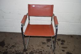 CHROMIUM FRAMED CHAIR, WIDTH APPROX 60CM