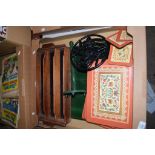 BOX CONTAINING KITCHEN WARES INCLUDING MATS, CUTLERY TRAY ETC