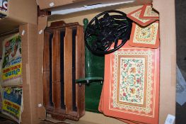BOX CONTAINING KITCHEN WARES INCLUDING MATS, CUTLERY TRAY ETC