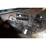 SMALL PAIR OF BINOCULARS, OLYMPUS CAMERA ETC