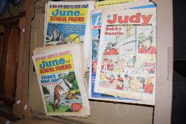 BOX OF VARIOUS VINTAGE COMICS INCLUDING JUDY, JUNE AND SCHOOL FRIEND ETC