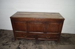 19TH CENTURY OAK COFFER WITH DRAWERS BENEATH, WIDTH APPROX 140CM