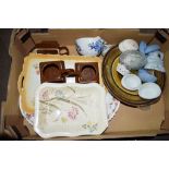 BOX CONTAINING VARIOUS CERAMICS INCLUDING P B & S AUTUMNWARE ETC