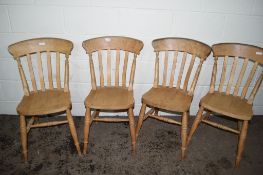 SET OF FOUR PINE KITCHEN CHAIRS, EACH HEIGHT APPROX 86CM