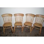 SET OF FOUR PINE KITCHEN CHAIRS, EACH HEIGHT APPROX 86CM