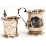 Mixed Lot: George VI silver small tankard, baluster form, scroll capped handle standing on a