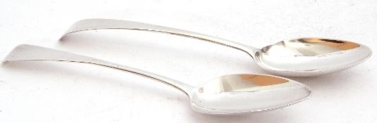 Two Georgian silver table spoons, Old English pattern, London 1782, maker's mark for Hester Bateman,