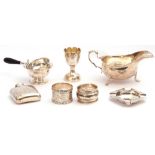 Mixed Lot: Edward VII silver sauce boat, Chester 1905, maker's marks for Stokes & Ireland Ltd; a