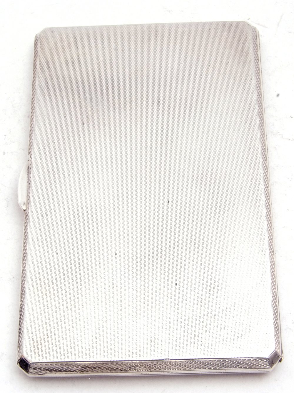 George V silver cigarette case of rectangular form, engine turned design back and front, top - Image 4 of 5