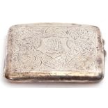 George V silver cigarette case of rectangular form, chased and engraved foliate detail with
