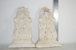 TWO WHITE PLASTER MOULDINGS