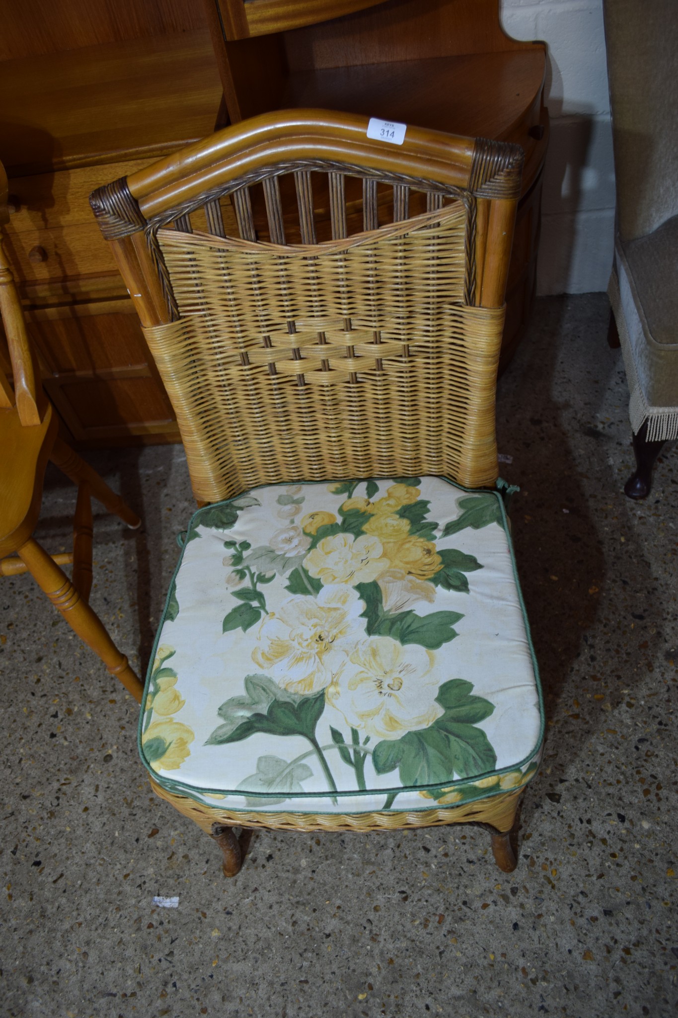 UPHOLSTERED CANE CHAIR, HEIGHT APPROX 96CM - Image 2 of 2