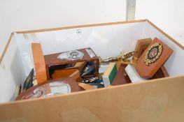 BOX CONTAINING TROPHIES