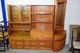PARKER KNOLL WALL UNIT AND MATCHING CORNER UNIT, WALL UNIT LENGTH APPROX 153CM