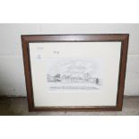 FRAMED ANDREW DODDS SKETCH DEPICTING A FARMHOUSE, APPROX 42 X 35CM