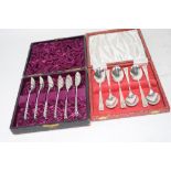 TWO BOXED SETS OF SILVER PLATED TEA SPOONS
