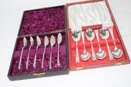 TWO BOXED SETS OF SILVER PLATED TEA SPOONS