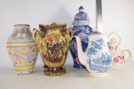 CERAMICS INCLUDING GREEK STYLE VASE, COFFEE POT, VASES AND COVERS