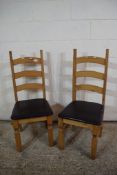 PAIR OF HEAVY MODERN UPHOLSTERED DINING CHAIRS, HEIGHT APPROX 107CM
