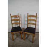 PAIR OF HEAVY MODERN UPHOLSTERED DINING CHAIRS, HEIGHT APPROX 107CM