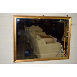 LARGE GILT FRAMED OVERMANTEL MIRROR, APPROX 86CM X 109CM