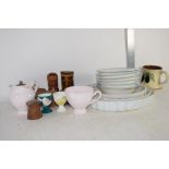 CHINA WARES INCLUDING CEREAL DISHES, PIE DISHES ETC AND SOME WOODEN EGG CUPS