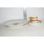 CONTINENTAL ARMORIAL PLATE TOGETHER WITH TWO MINTON CUPS AND SAUCERS MADE FOR TIFFANY & CO