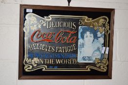 DECORATIVE "COCA COLA" BRANDED MIRROR, "THE MOST REFRESHING DRINK IN THE WORLD", APPROX 65 X 49CM