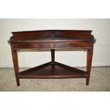 EARLY TO MID 19TH CENTURY CORNER WASH STAND, WIDTH MAX APPROX 124CM