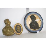 METAL BRASS MOULDING OR BUST OF WELLINGTON, TOGETHER WITH SIMILAR BUSTS