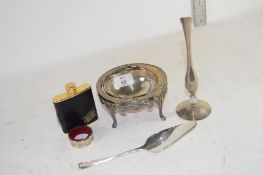 SMALL PLATED GLASS DISH AND A VASE AND OTHER ITEMS ETC