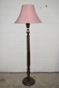 ORNATELY CARVED LAMP STANDARD FEATURING FLORA, FAUNA THROUGHOUT, AND PINK SHADE, 181CM HIGH