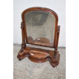 19TH CENTURY MAHOGANY SWING MIRROR, WITH LIFT UP COMPARTMENT TO BASE, HEIGHT APPROX 85CM